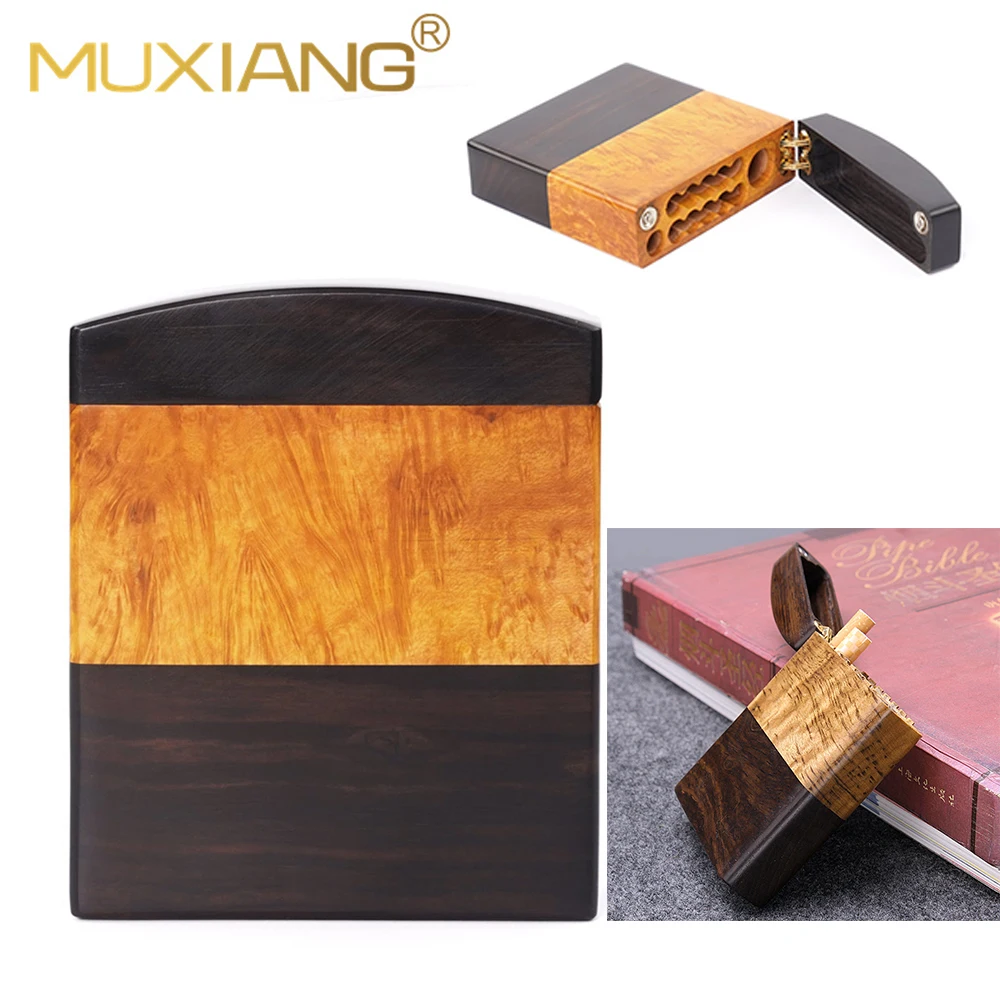 1pc solid wood cigarette box, can hold 15pc cigarettes, flip cover with magnetic suction design, portable wooden box, men's gift