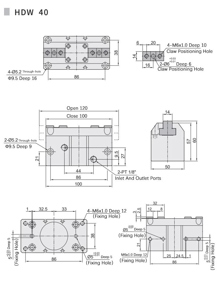 Luftgreifer HDW HDW20 HDW25 HDW32 HDW40 HDW50 HDW63 HDW100 Starker Paralleler Mechanischer Greifer Finger-Luft-Pneumatikzylinder – Detail 12