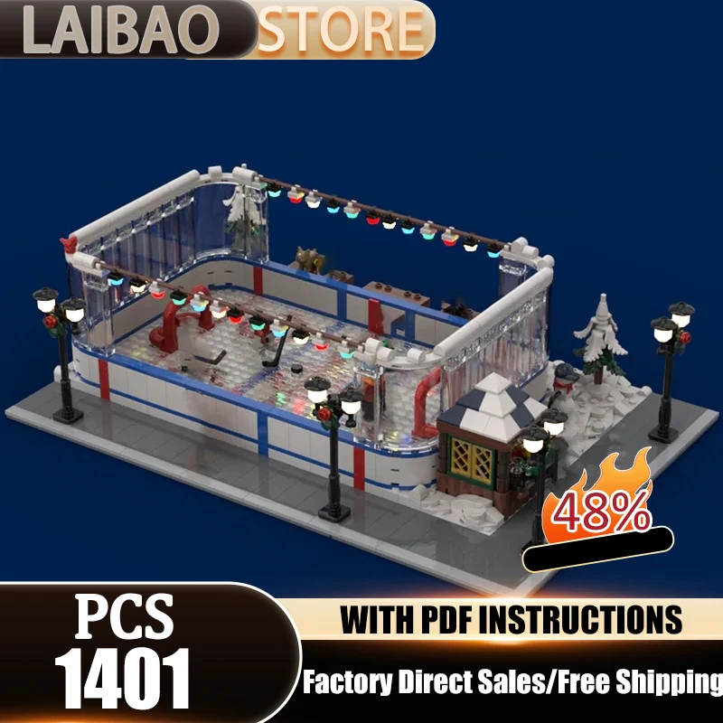 

Модульные строительные блоки City Street View Moc: модель зимнего хоккейного катка, технологичные кирпичики, игрушки для самостоятельной сборки, подарок для конструкторов