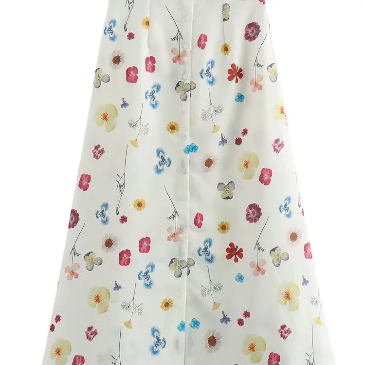 

ZBZA Spring New Faionable Print f Skirt Women's Sle Long Sve round Ne Polyester Fiber Commute Sle Slim Fit