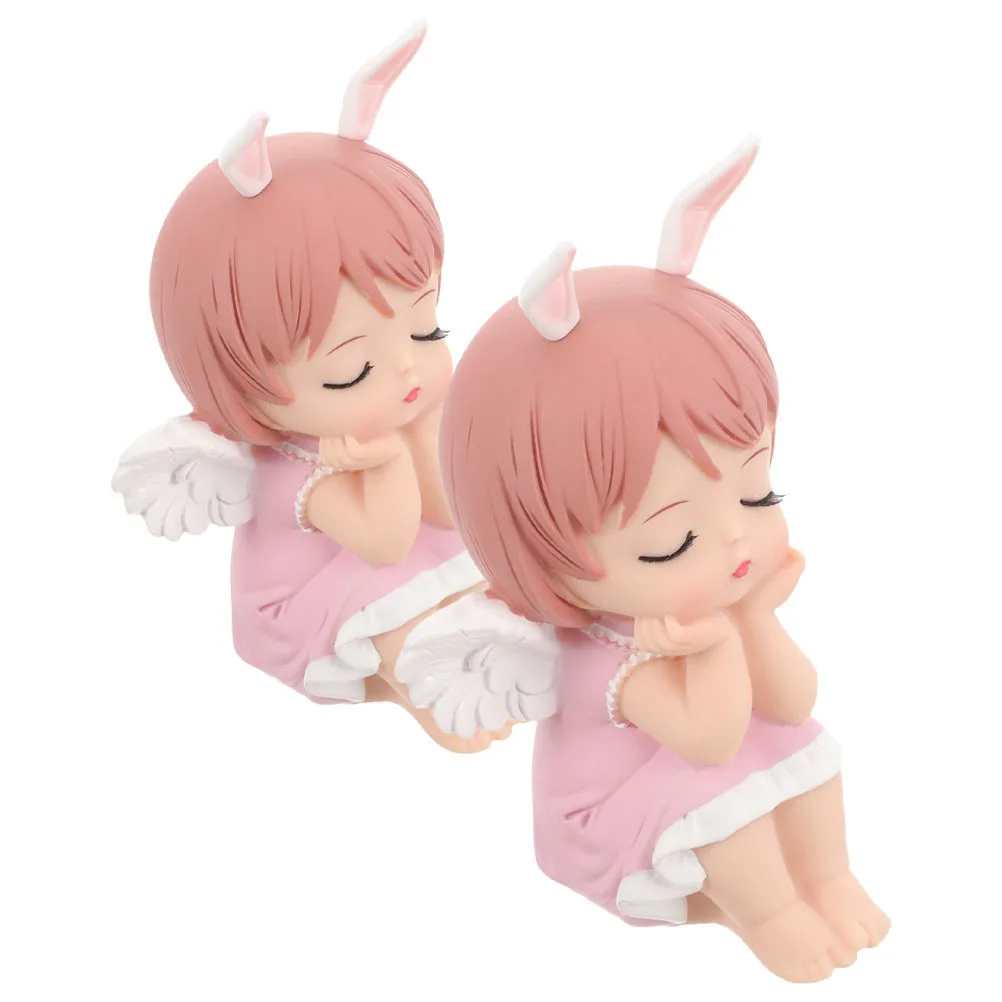 

2Pcs Angel Cake Toppers Cute Baby Girl Design Kids Birthday Party Cake Decorations Baking Party Cupcake Ornaments