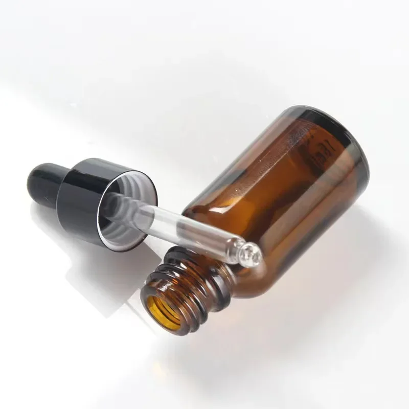 Botella vacía de vidrio para aromaterapia, 14 piezas rellenable de gotero, 15/30/50/100ml, para Perfume, líquido, marrón, masaje