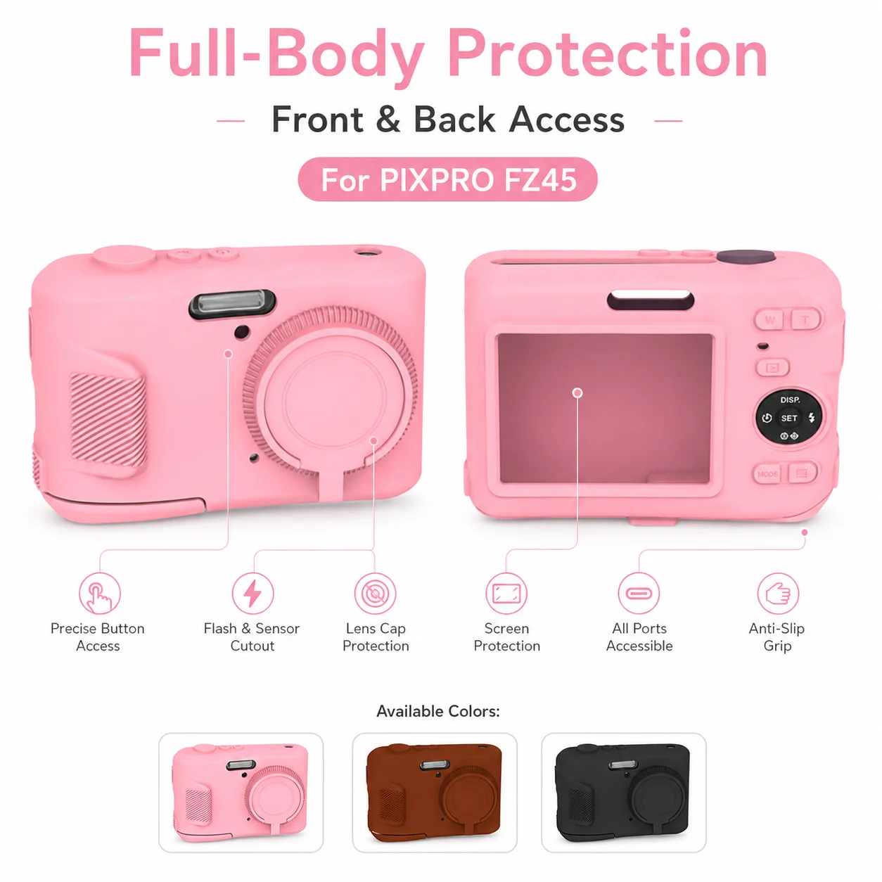 For Kodak PIXPRO FZ45 FZ43 Camera Silicone Case Soft Protective Cover Anti Slip Shockproof 360 Protection Photography Accessory