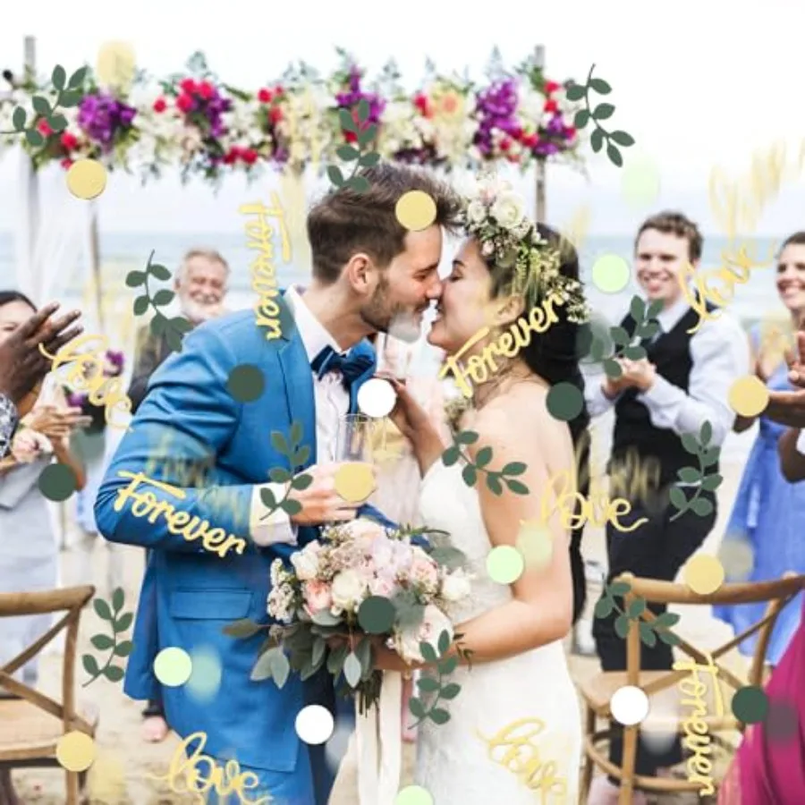 Confettis de Table de mariage vert, décorations de douche de mariée, confettis d'amour vert sauge pour décorations de Table de fiançailles