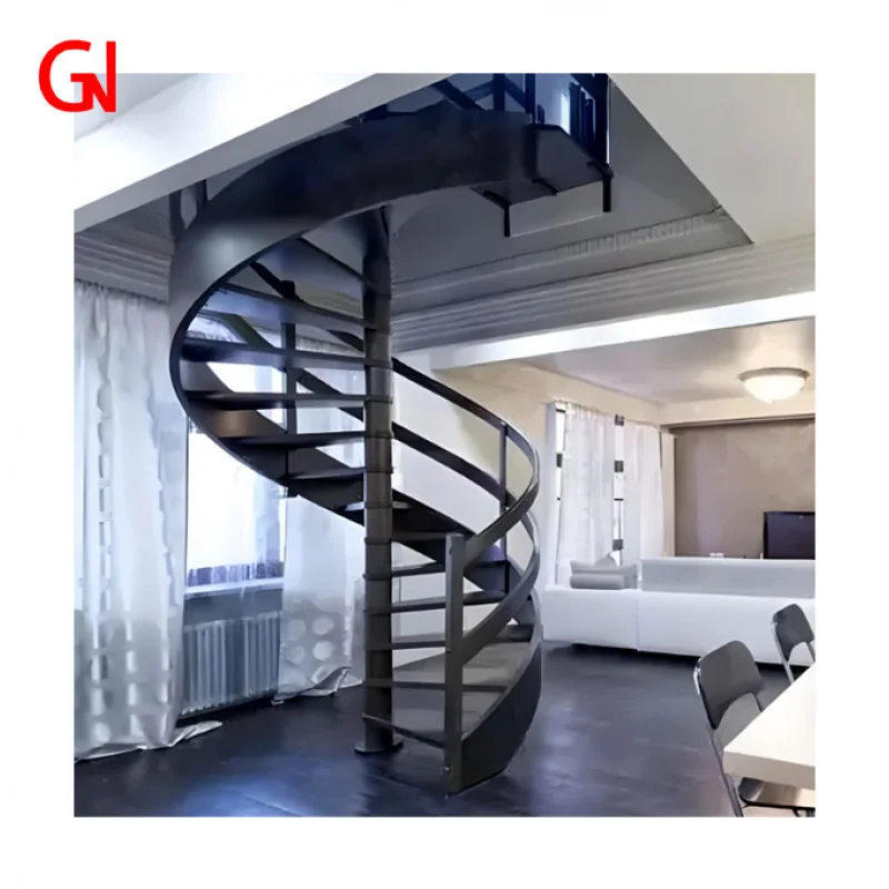 custom.Modern and Prefabricated Staircase, an Indoor Revolving Staircase Made of Metal.