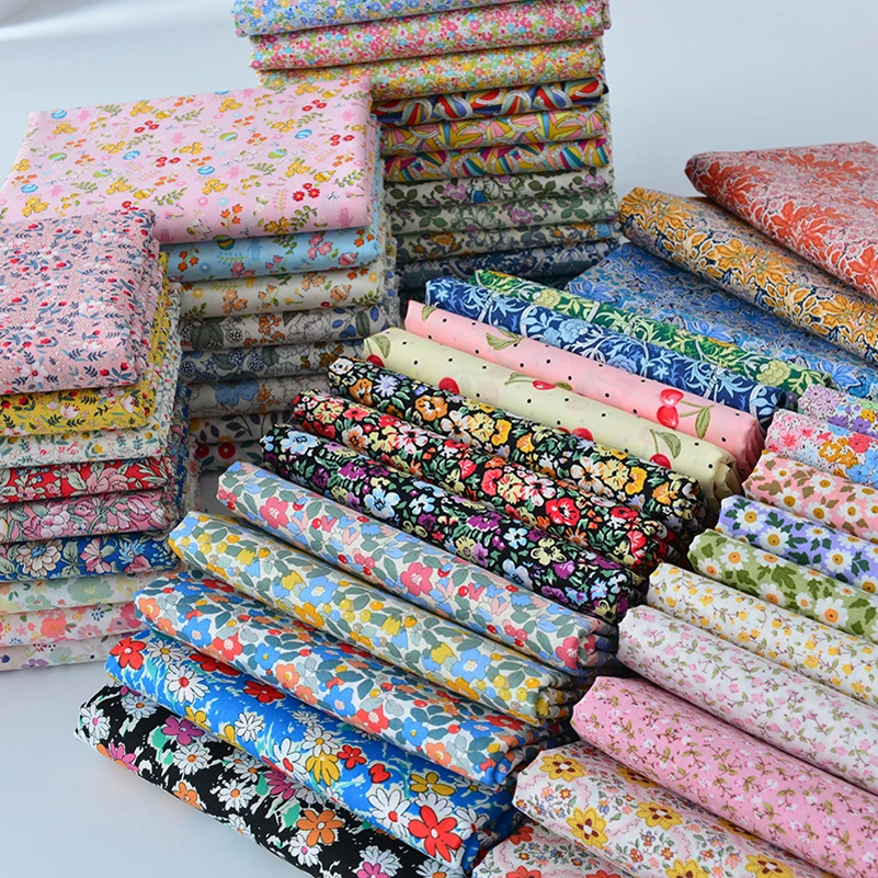 2023 Cotton Fabric Floral Printed Poplin Patchwork Muslin Sewing Accessories DIY Handmade by Half Meter