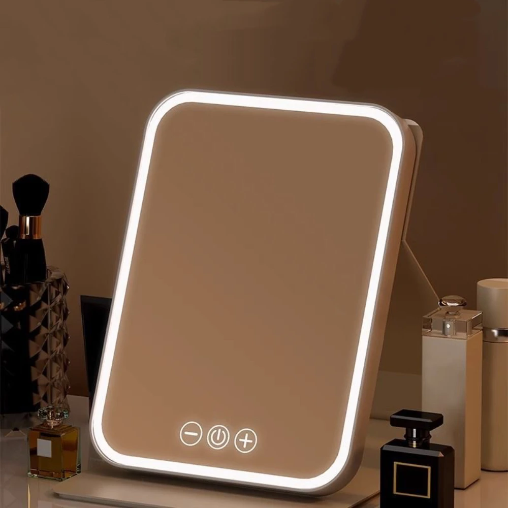 

Rechargeable LED Makeup Mirror - 3 Color Adjustable Lighting, Touch Control & Compact Foldable Design for Professional Use