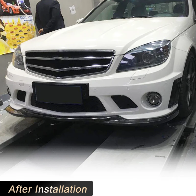 Car Front Bumper Lip Spoiler For Mercedes Benz C Class W204 C63 AMG 2009-2011 Carbon Fiber Racing Front Lip Chin Apron Body Kit view 3