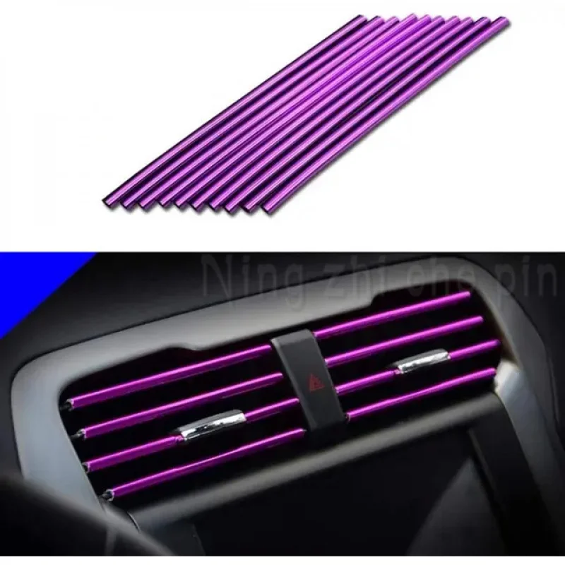 

10 Pcs 20cm Car Air Conditioner Vent Outlet Trim Strip U Shape Chrome PVC Colorful Shiny for Decoration