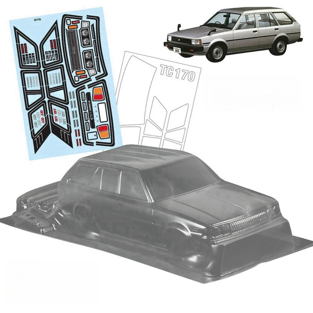 Scale 1/10 Corolla Van KE70 Clear body shell set fit RC Drift Chassis 257mm Wheelbase Tamiya tt01 tt02 Kyosho fazer mk2 Yokomo