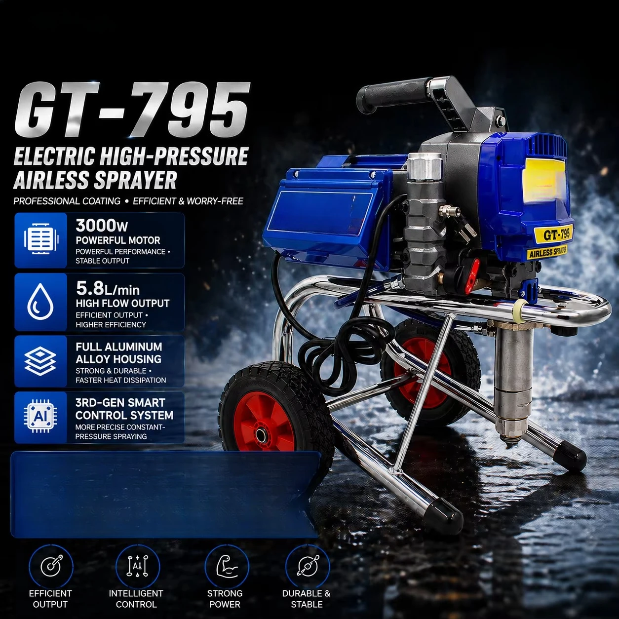 High Pressure Piston Pump Airless Paint Sprayer Factory Direct Sale Electric Paint Spray Machine