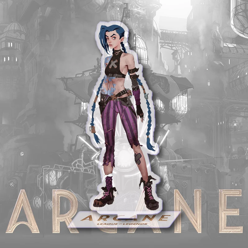 Arcane Acrylic Stand League Of Legends Standee Jinx Figure Model Vi Figurine Ekko Desktop Display Decoration Standing