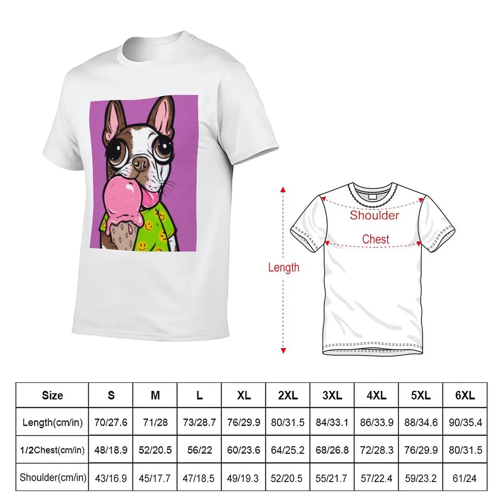 Brown Boston Terrier Ice Cream T-Shirt sweat funnys Short sleeve tee fruit of the loom mens t shirts