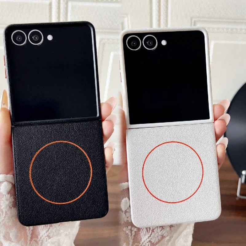 

Чехол для Samsung Galaxy Z Flip 7, роскошный однотонный кожаный чехол с магнитной беспроводной зарядкой, защитный чехол для Samsung Z Flip 7 6