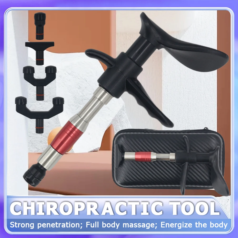 

2025 New 4 Heads Chiropractic Adjusting Tools Therapy The Spine Massage Instrument Impulse Manual Gun Stainless Steel Massager