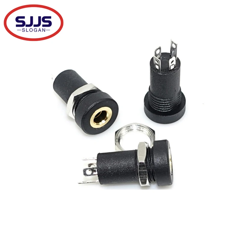 【10-5PCS】3.5mm Audio Socket 4 Pole Black Panel Mount Gold Plated With Nuts Headphone Socket PJ-392A 3.5 mm headphone female