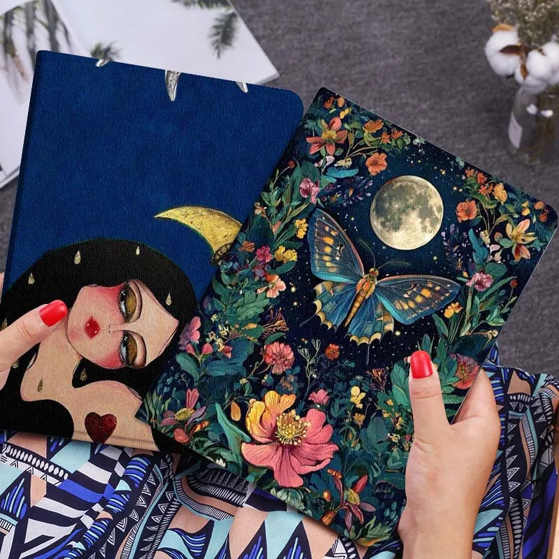 

Butterfly Moon Floral Night Tablet Case For Lenovo Xiaoxin Legion Pad Tab Pro GT Y700 Gen4 2 11 P11 M10 K10 3rd Plus Gen Gift