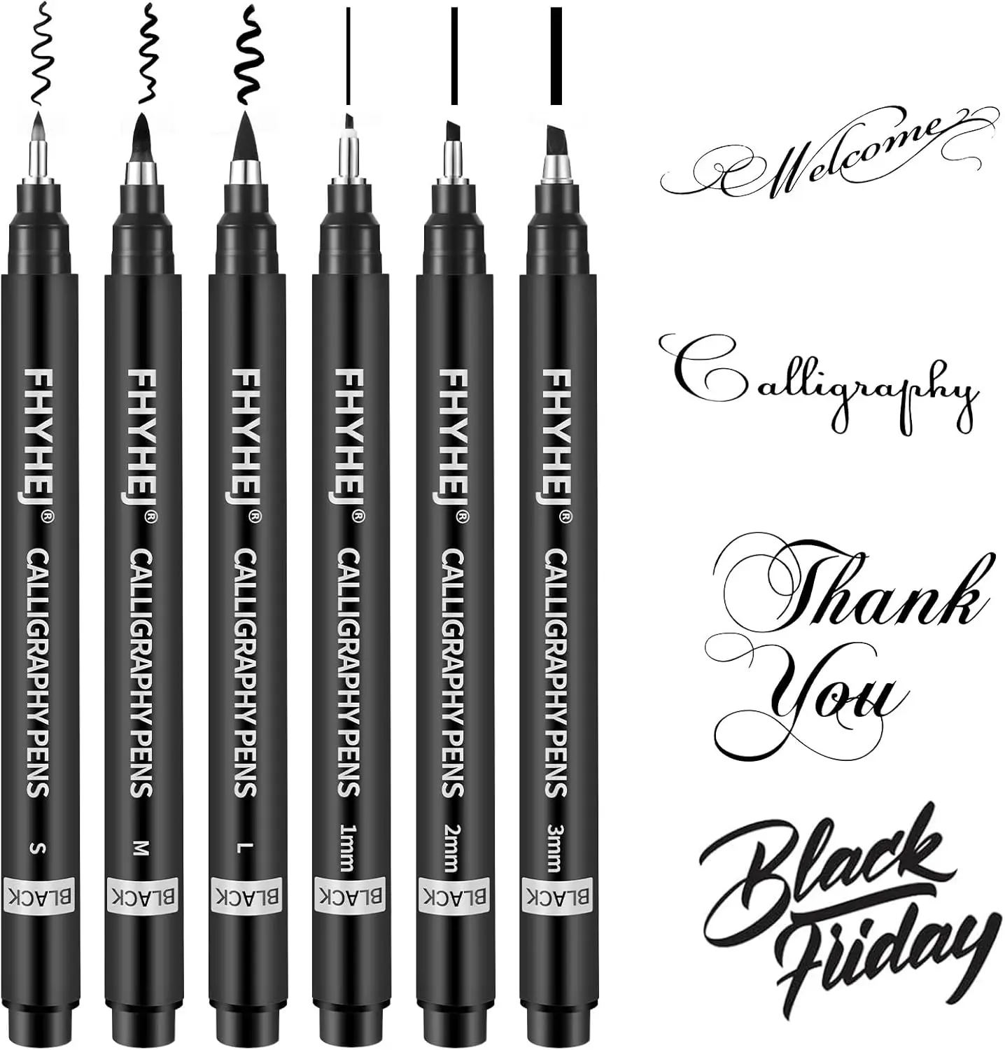 

6-Size Calligraphy Pen Set for Beginners, Ideal for Hand Lettering, Art Drawing, Sketching & Scrapbooking with Archival Ink