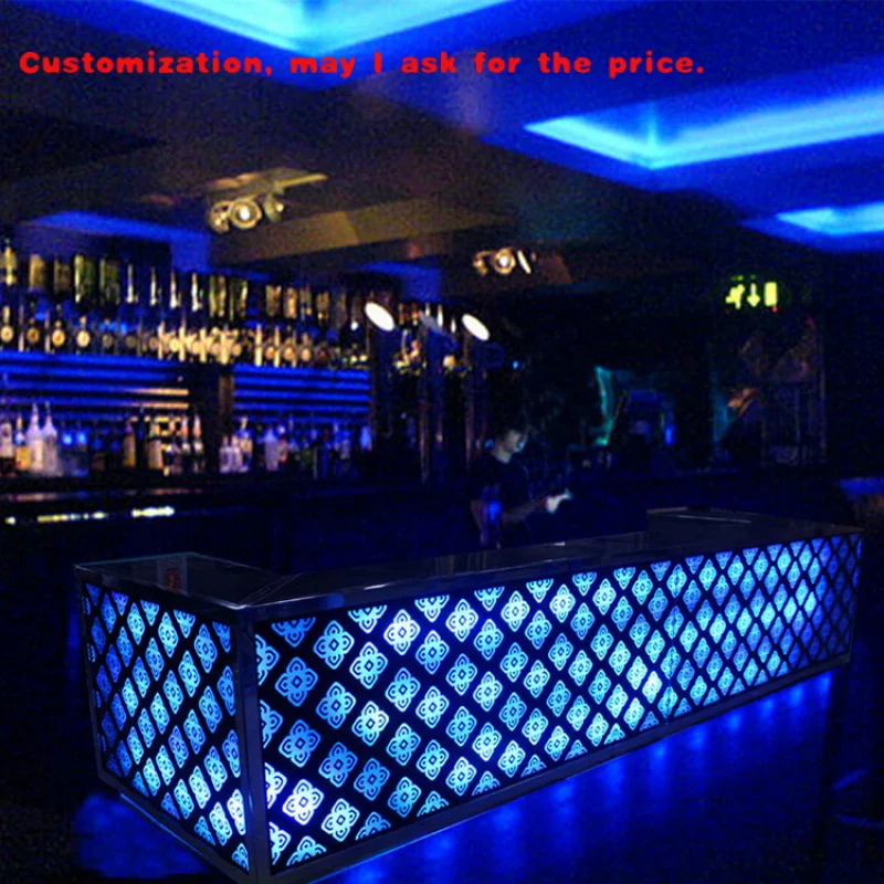

custom.Modern Stainless Steel Bar Counter With LED Lighting Nightclubs Hotels Lounges KTVs Homes Weddings