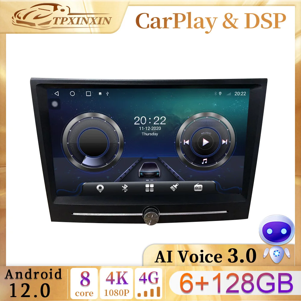 Android Auto Android 12 Stereo mobil untuk Porsche Cayenne 2004-2012 Radio mobil Multimedia Player navigasi GPS