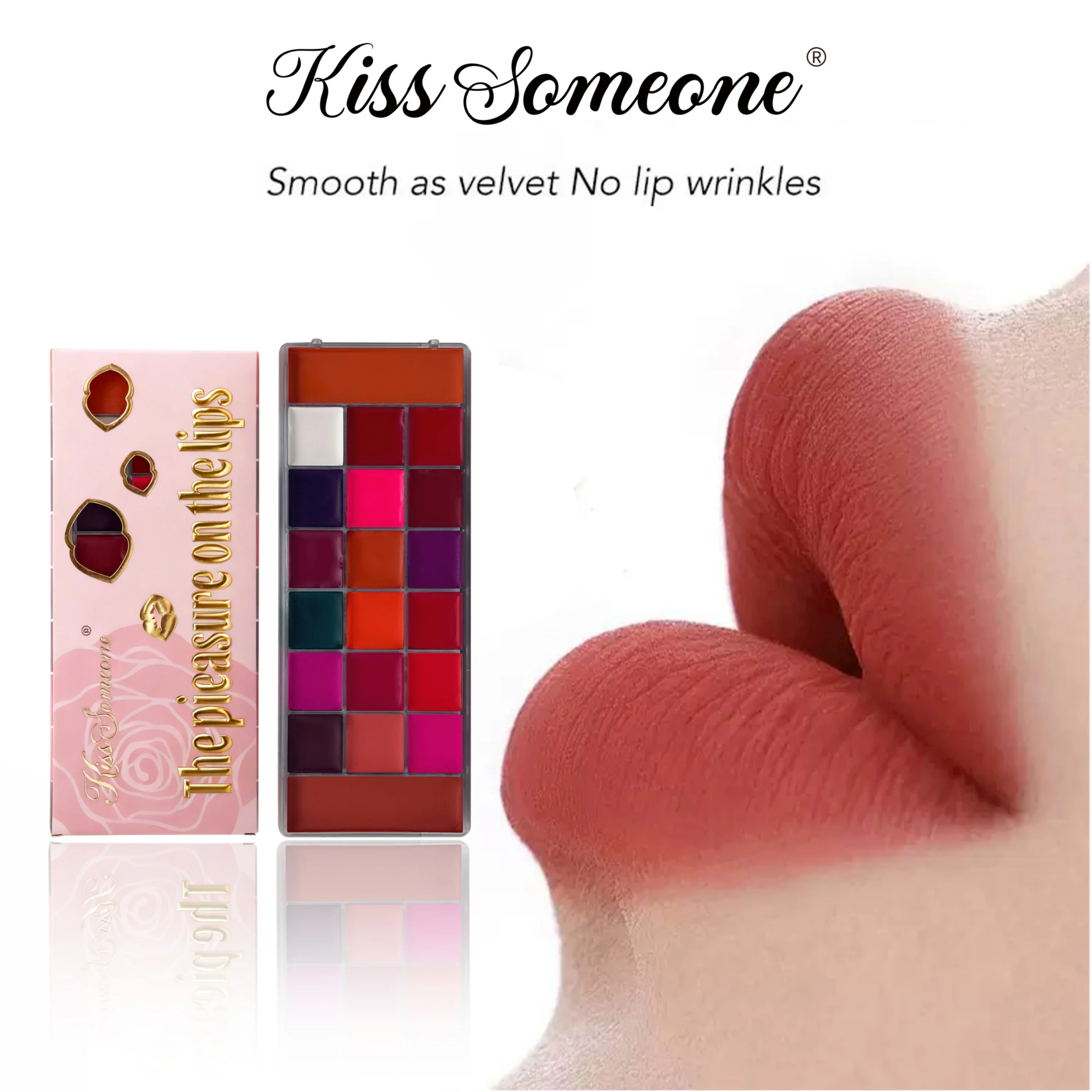 ลิปสติก 20 สี กันน้ำ กันเหงื่อ บลัชออนแบบฝุ่น ออลอินวัน แต่งหน้า แมทท์ แต่งปาก สีแดง ลิปกลอส