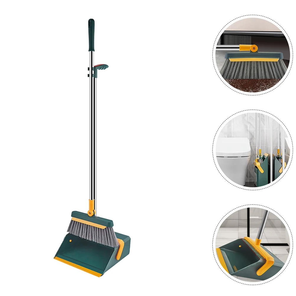 

1 set Folding Broom Dustpan Set Green Home Cleaning Supplies Reusable Narrow Corners Easy Storage Lasting Household