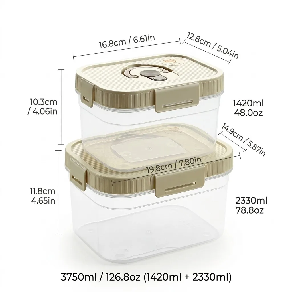 Stapelbare voedselopslagcontainer met handvat, verzegeld, lekvrij, transparant plastic, vershoudbox, koelkastbewaardoos