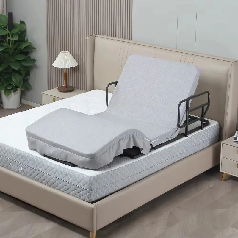 

Поддержка спинки для домашнего ухода для пожилых людей, подъемная регулируемая основа кровати с проволочным управлением из ткани коричневого цвета