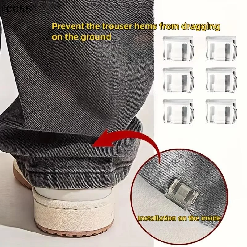 2-10pcs Multi-Function Leg Edge Clips Invisible Trouser Legs Fixing Clips For Instant Shortening,Transparent  Decorative〔CC55〕