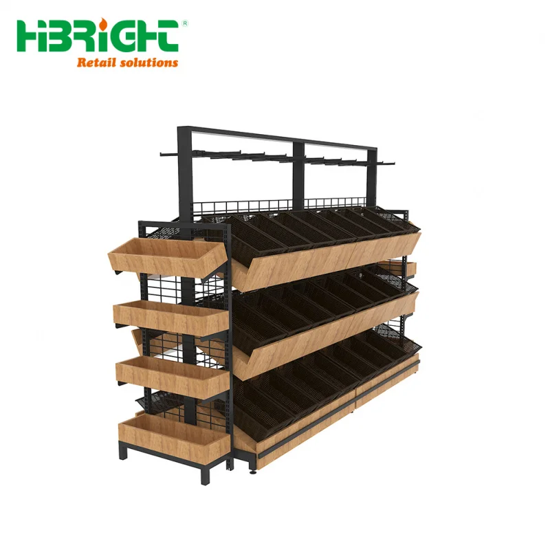 custom.Customized Wooden Display Red Wine Shelving Supermarket Fruit Vegetable Shelves Display Stand Rack