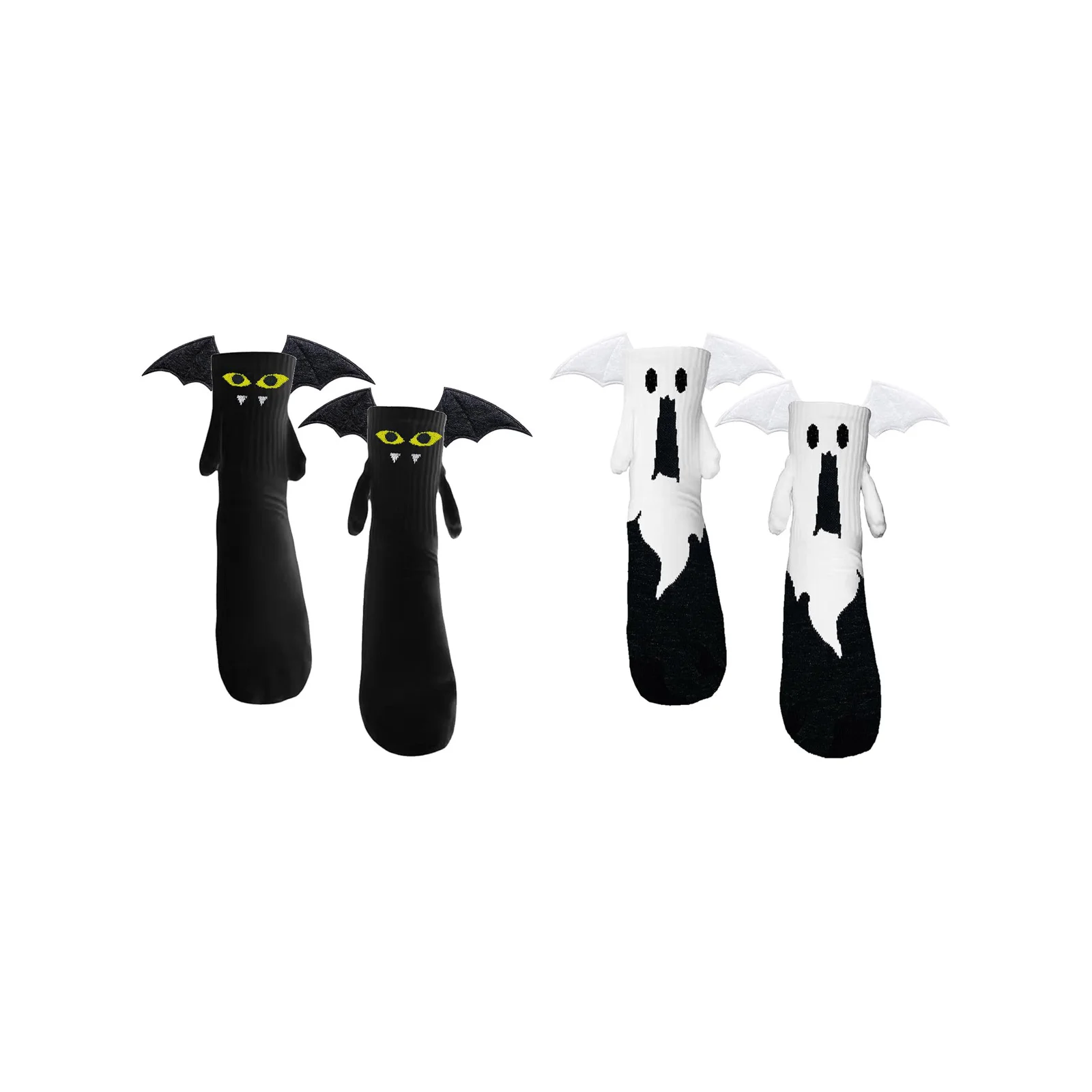 

Halloween Holding Hands Sock Set - Black Bat + White Ghost