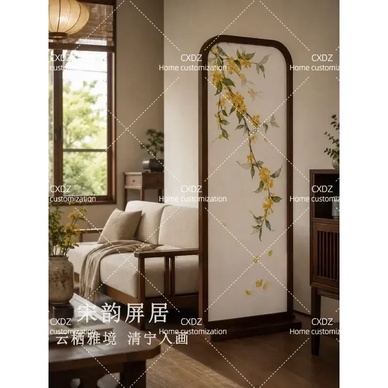 Solid Wood Screen Partition for Living Room Entrance Movable Song Style Aesthetic Shielding Doorway Divider 2026 New