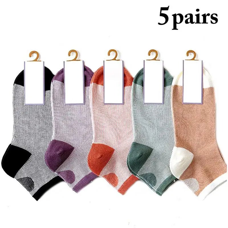 

5 Pairs Breathable Stretchy Cotton Socks Short Socks Women Girls Female Ankle Socks Fashion Comfortable Cotton Ankle Boat Socks