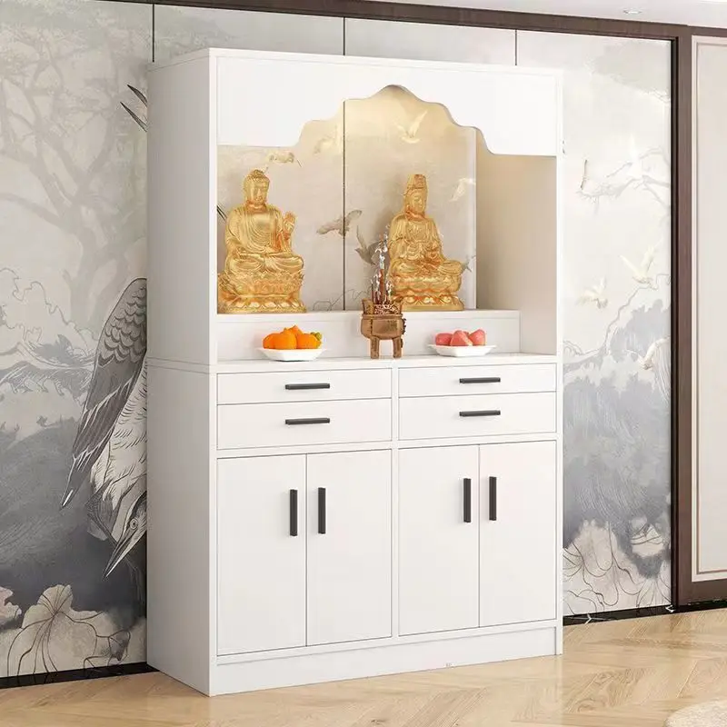 Buddhist Shrine Cabinet with Offering Table Modern Home Altar for Buddha Bodhisattva God of Wealth Worship