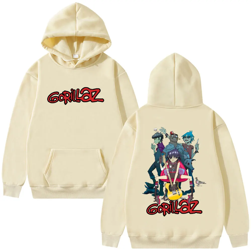 Rock Band Gorillaz Graphic Hoodie Men Women Hip Hop Gothic Pop Music Pullover Hoodies Male High Quality Fleece Cotton Sweatshirt