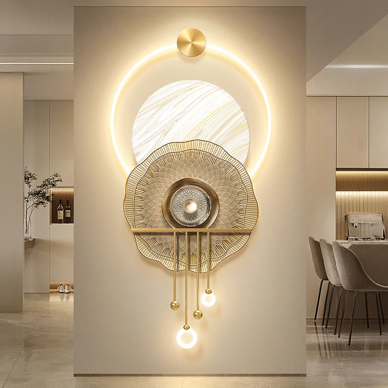 

Modern 3D Wall Decoration LED Lights UV Printed Crystal painting Golden deer Metal lamp Landscape Wall Arts Home Decor