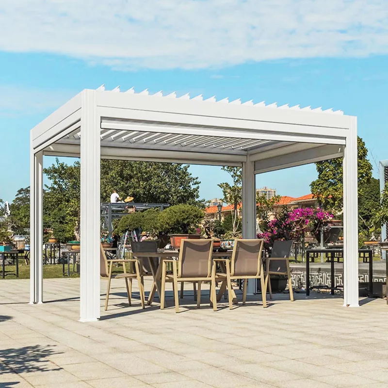 Outdoor moderne automatische Pavillon Lauben Outdoor Aluminium Pergola für Sonnen jalousien versenkbare Markise Baldachin