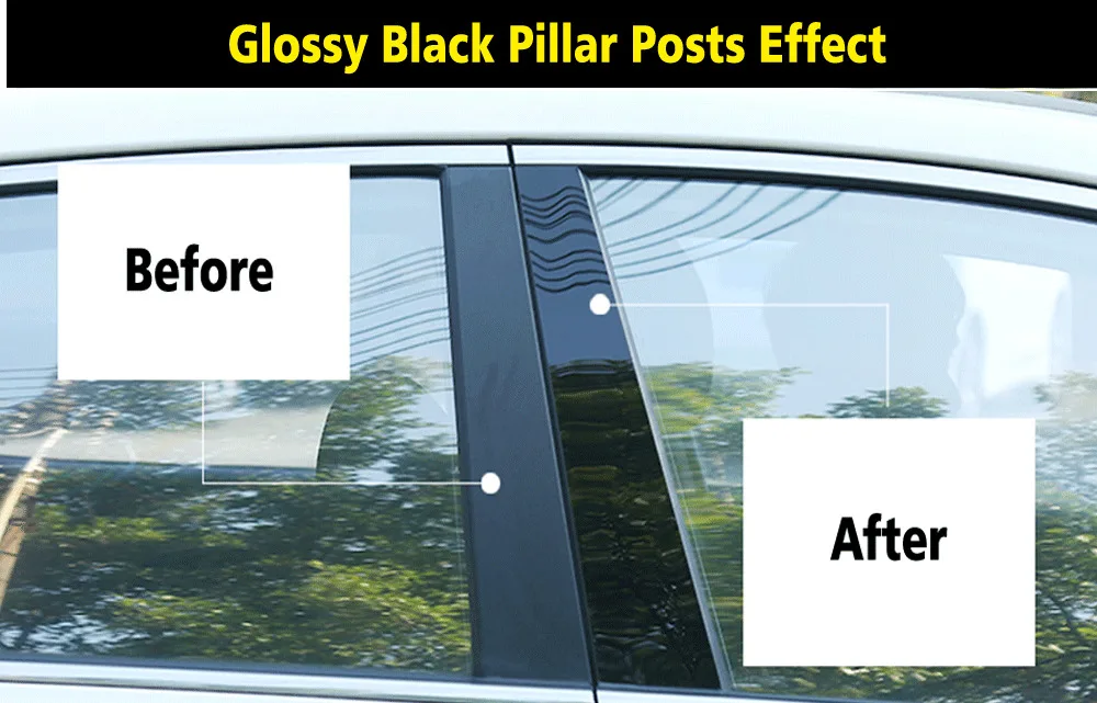 Black Pillar Posts for Hyundai Santa Fe 01-06 6pc Set Door Trim Piano Cover u