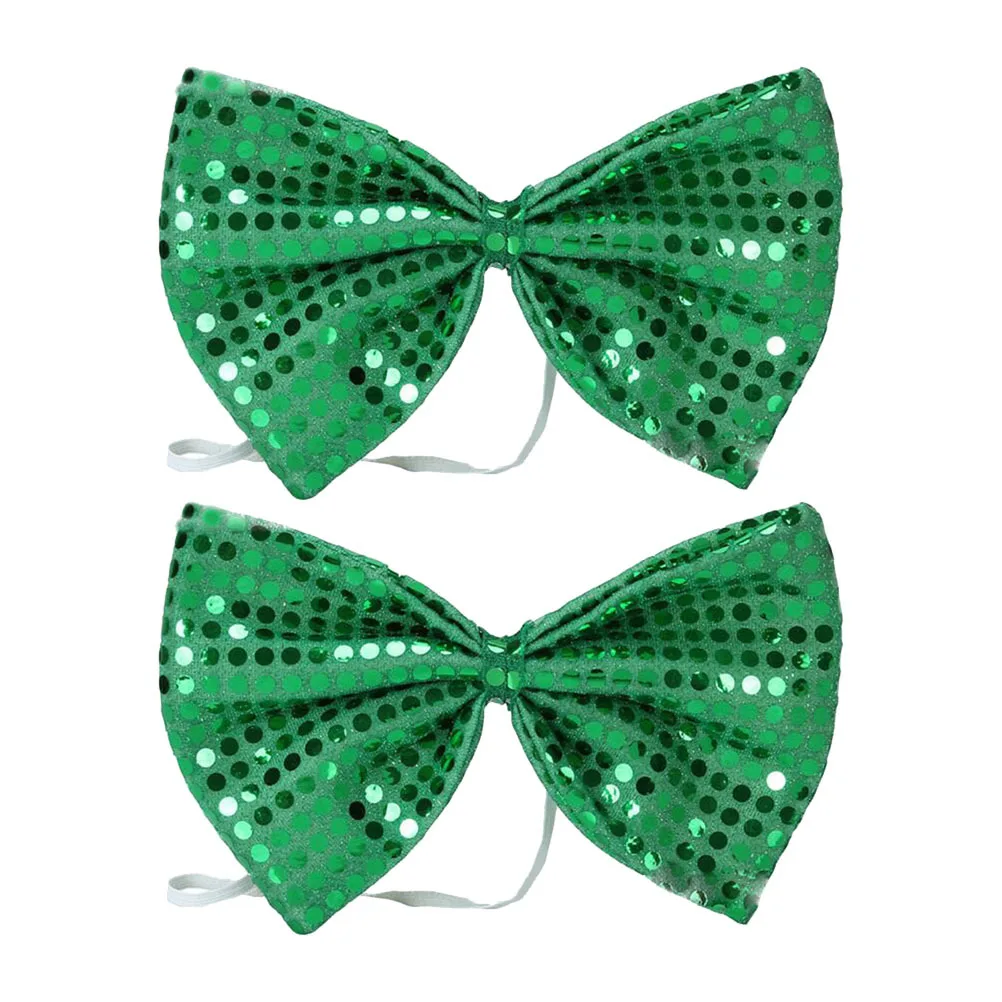 2pcs Sequin Bowties Festive Party Accessory Set For Masquerade Carnival Costume Events Photo Props Grooms Bowtie St Patrick Day