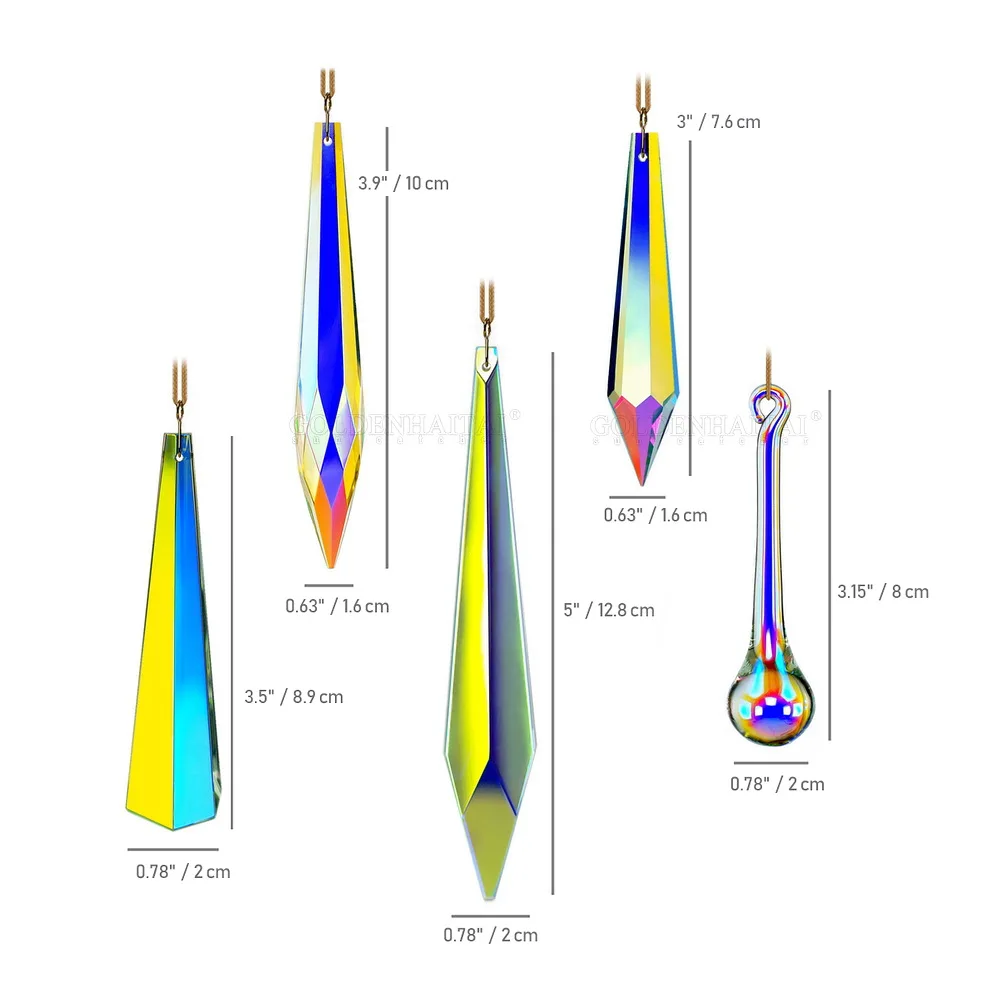 Camal 2 peças 5 estilos de sincelo de cristal gota ab-cor pendurado prisma janela lustre peças diy casa casamento jardim decoração acessórios