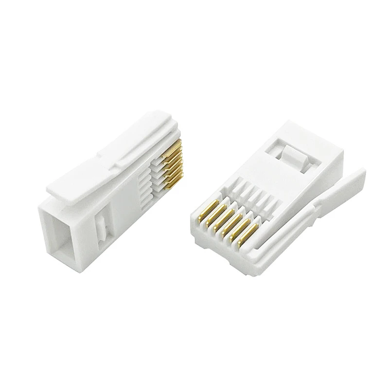 50 peças plugue rj12 estilo bt 6p6c uk conector modular de telefone fivela direita para telefone