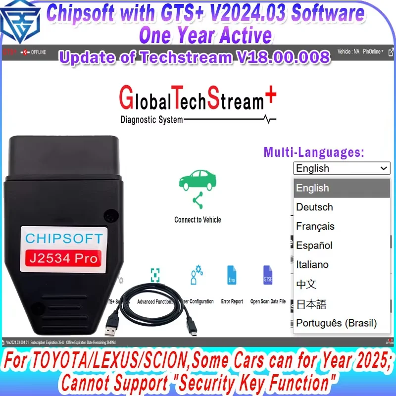 

Chipsoft & GTS+ Global Techstream+ V2024.03 for Toyota/ Lexus/ SCION For Some Car 2025 Year GTS Update of Techstream V18.00.008