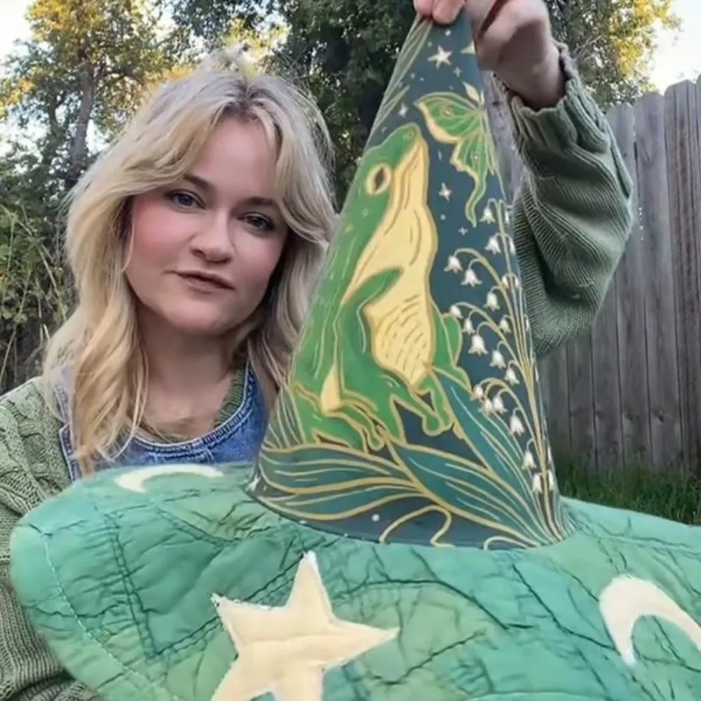 

Нетканая стеганая шляпа ведьмы, ремесло, украшения «сделай сам», вечерние шляпы на Хэллоуин, ткань, шляпа ручной работы в народном стиле, аксессуар для костюма на Хэллоуин