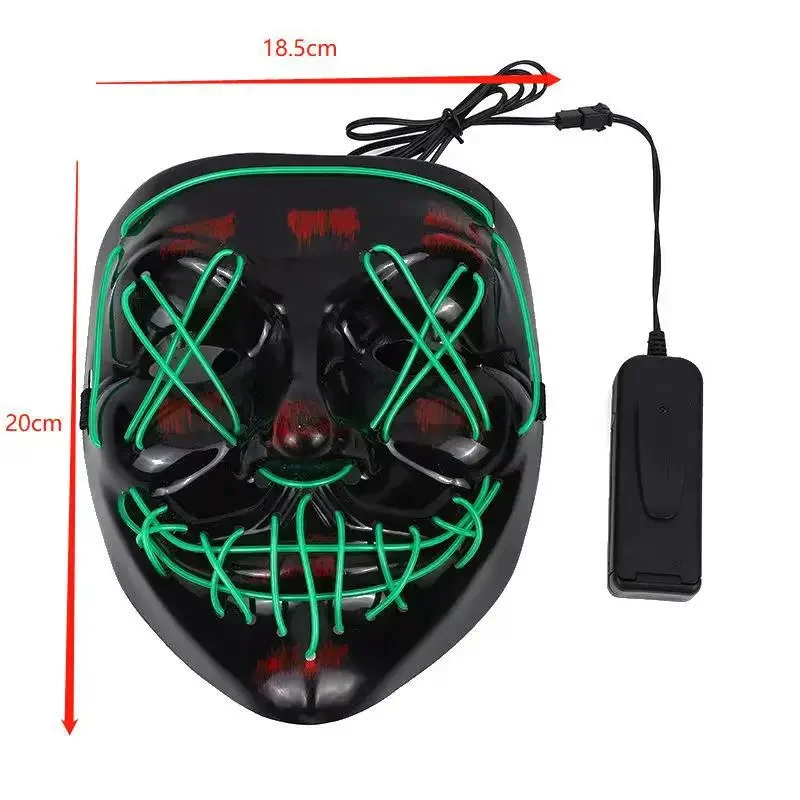 Led Glow Black V Mask Cold Light Halloween Mask Ghost Dance Glow Masks Mardi Gras Mask Masque Cyberpunk