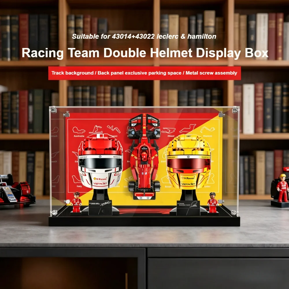 Luxury Acrylic Dustproof Display Box for Lego 43014+43022 Racing Helmet Model Storage Box Home Organizer(Lego Set not Included)