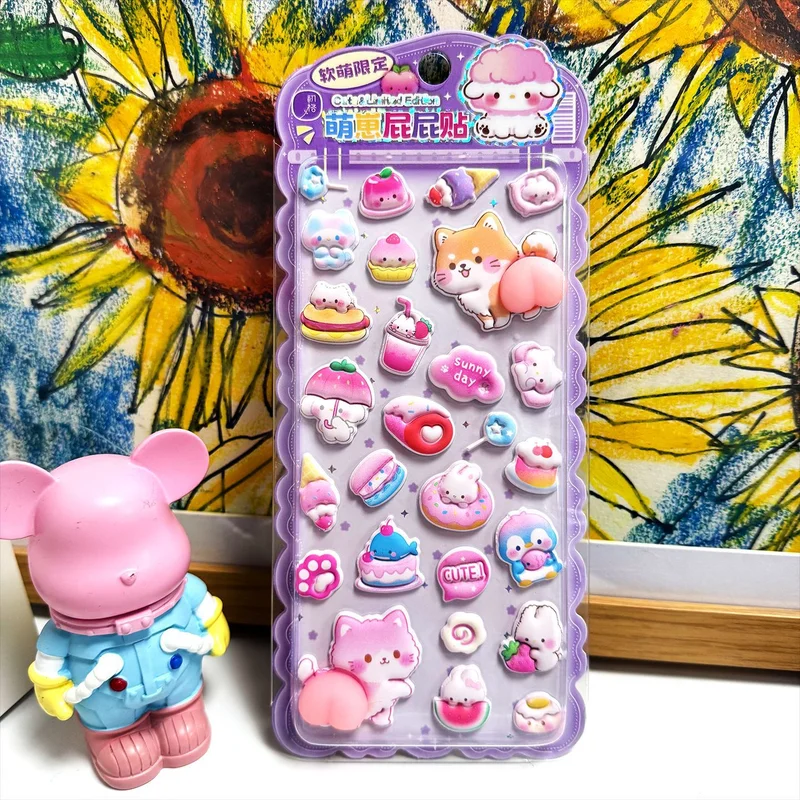 1 Uds. De pegatinas Kawaii suaves y bonitas de conejo pequeño 3D, pegatinas relajantes a tope, pegatinas decorativas para libros móviles DIY, regalo de Festival