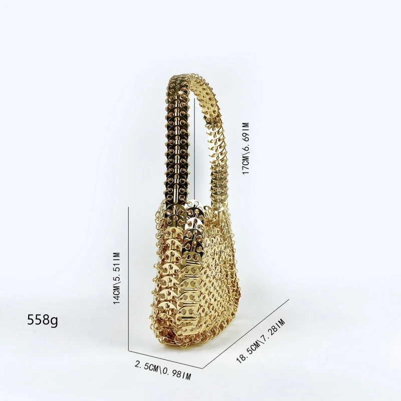 Vintage Shiny Gold Silver Metal Sequins กระเป๋าถือคุณภาพสูงผู้หญิงกระเป๋าหญิง Dinner Party งานแต่งงาน Clutches