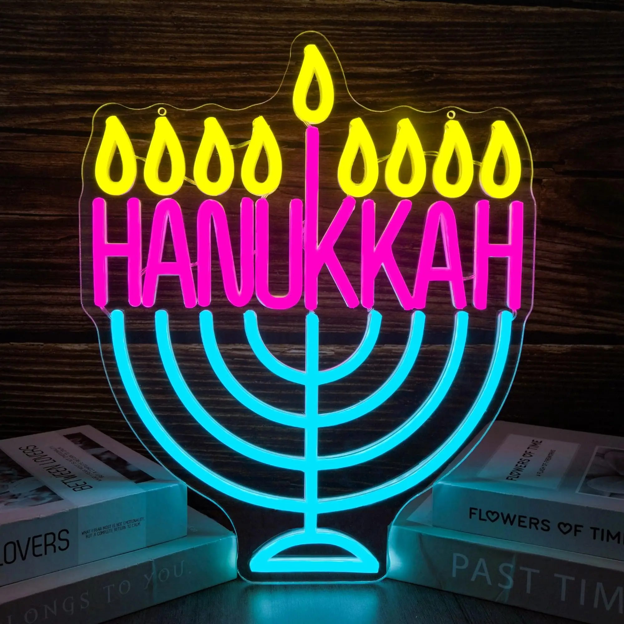 Hanukkah sinal de néon para decoração de parede com interruptor regulável alimentado por usb menor led light up sinal para presentes de casa de férias judaicas