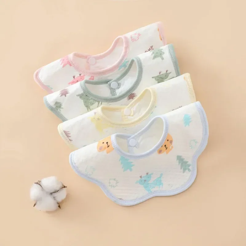 Baby cotton bib baby spit towel newborn spit milk waterproof 360 degree rotation men and women eat cute bib baby