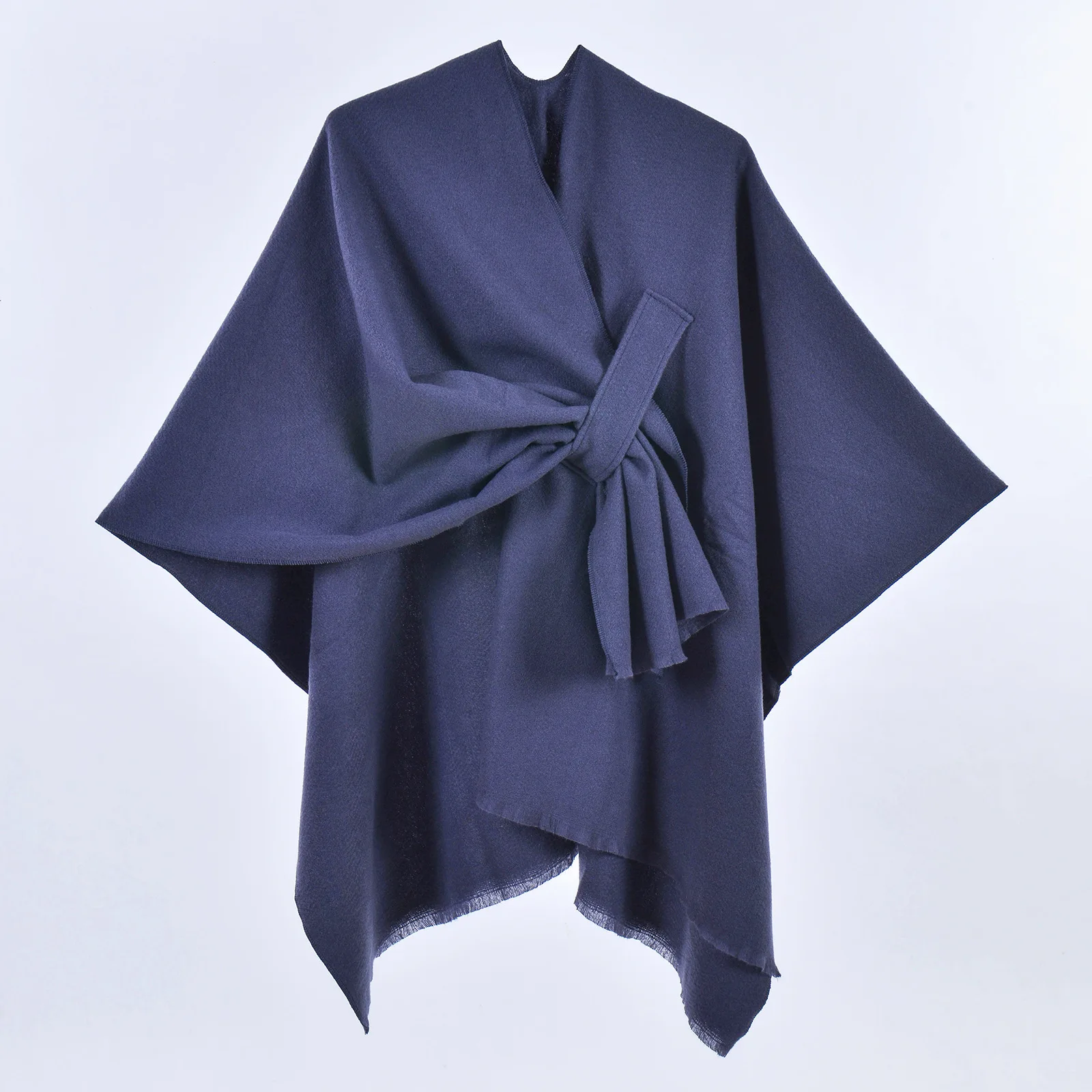 Simple Monochrome Diagonal Strap Cape for Women - European American Fashion Shawl